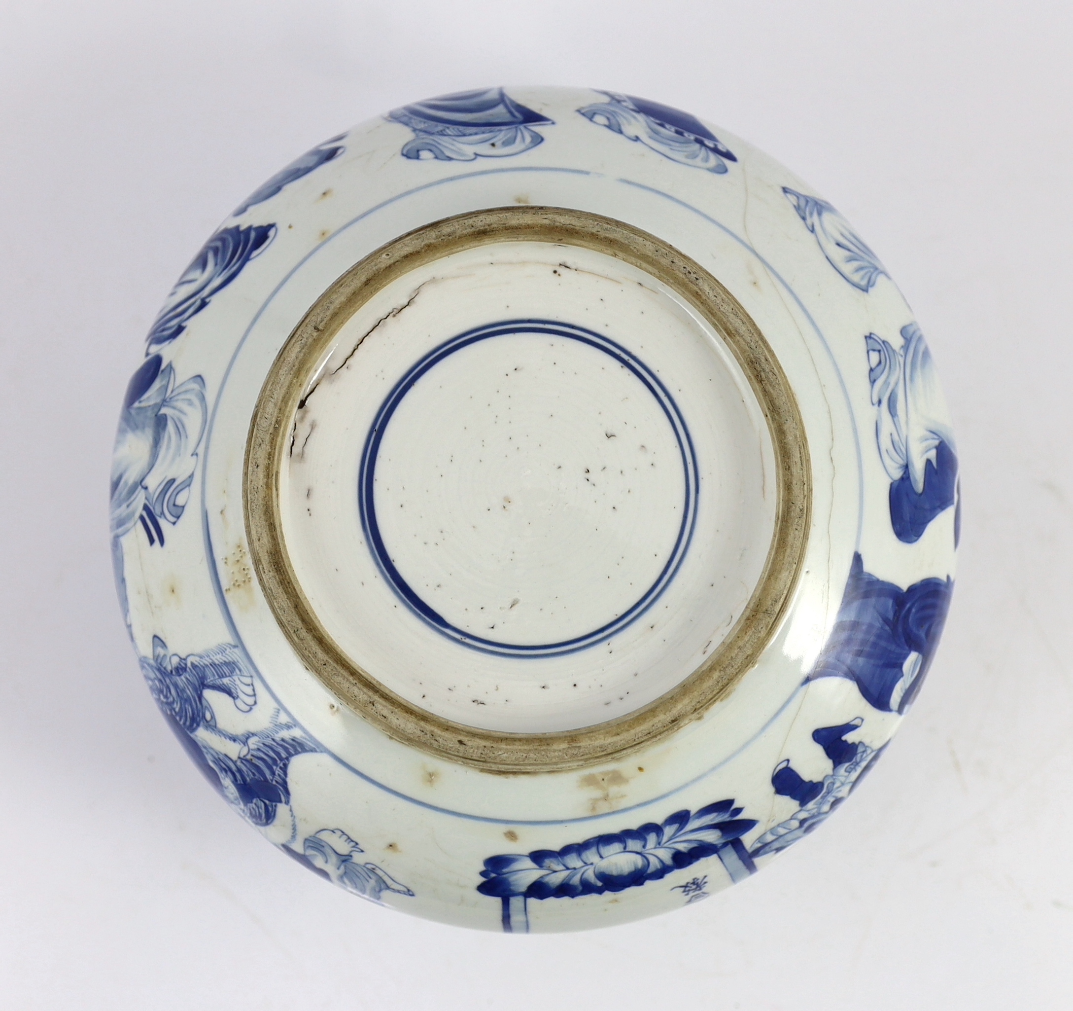 A rare Chinese blue and white ‘eighteen luohan’ censer, Kangxi period, inscribed dedication and cyclical date for 1709